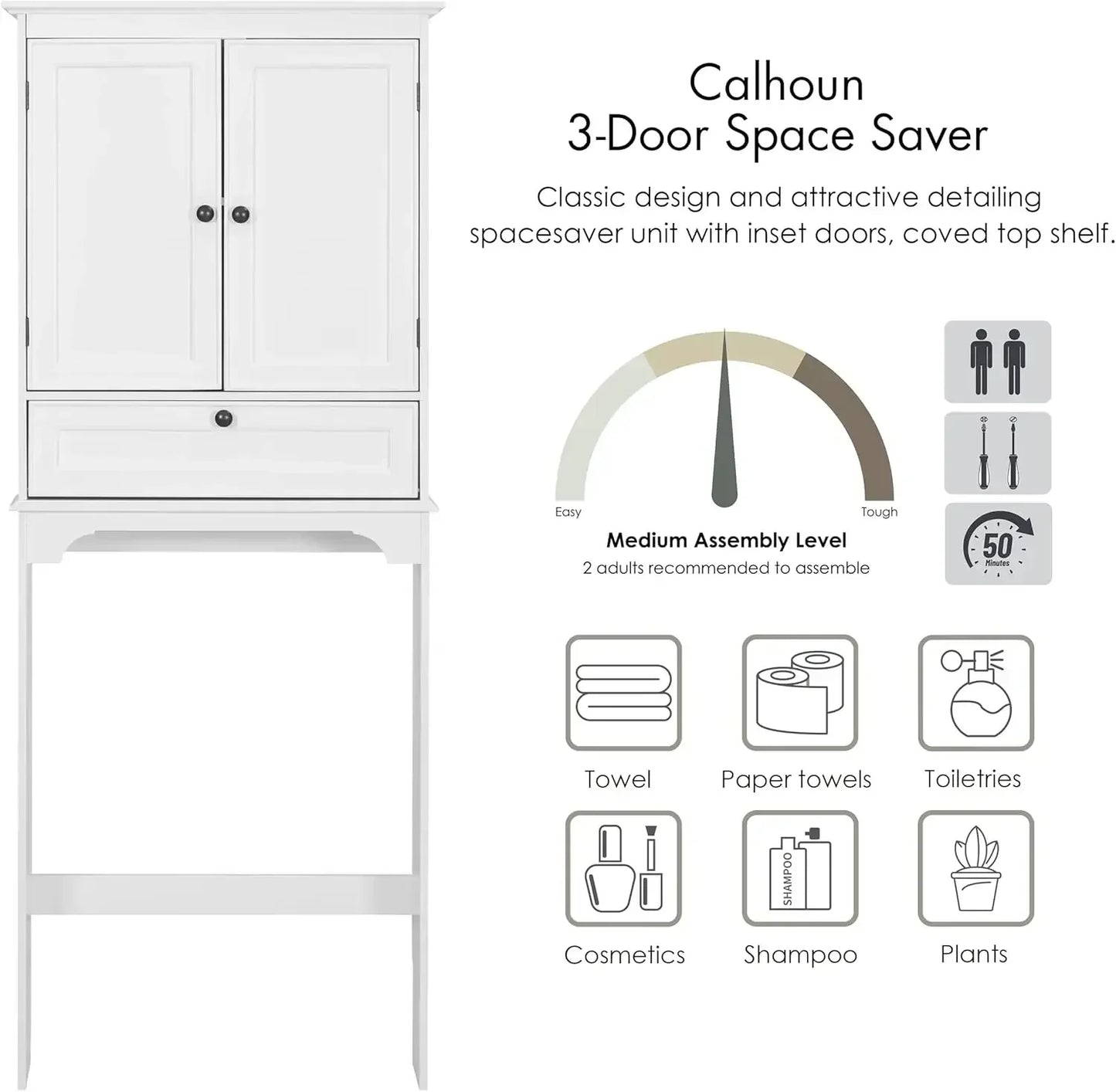 White Customizable Over The Toilet Storage Cabinet
