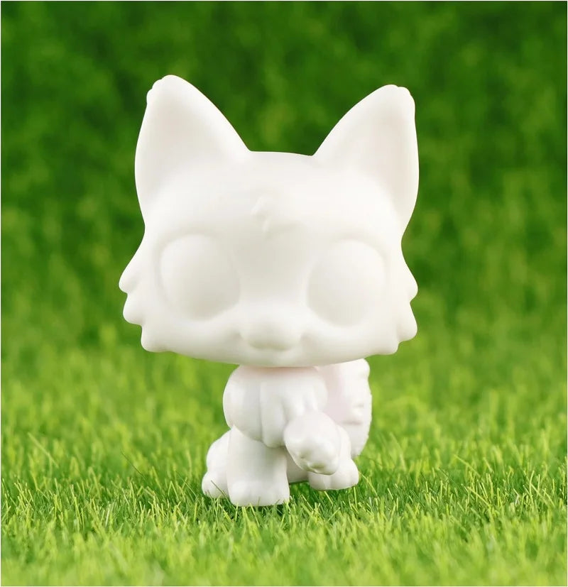 White Lovely Shorthair Cat, Collie and Husky Figurines