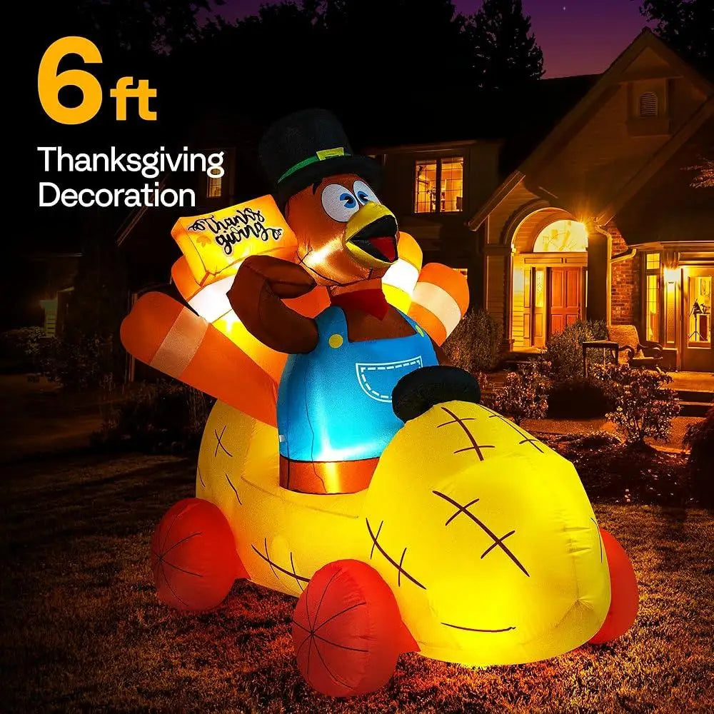 Thanksgiving Easy Inflatable Turkey Driving Corn Car