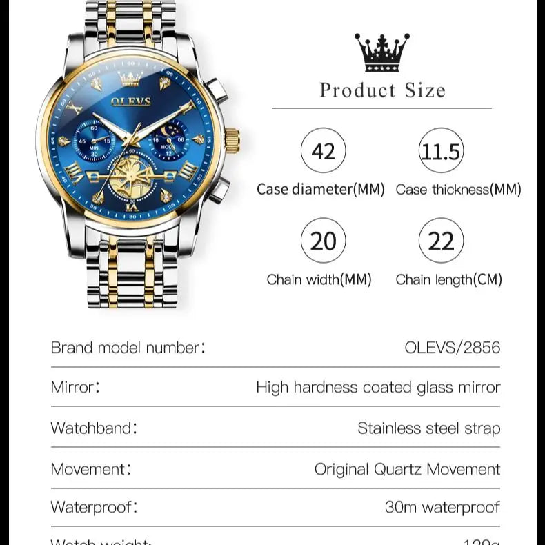 Quartz Watch for Men Flywheel Skeleton Chronograph