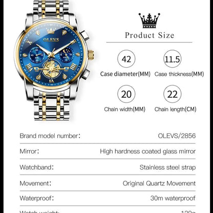 Quartz Watch for Men Flywheel Skeleton Chronograph