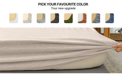 Simple & Opulence Linen Fitted Sheet Mattress Cover