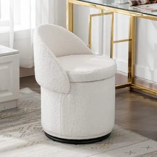 Modern Swivel Ottoman Vanity Chair, Upholstered