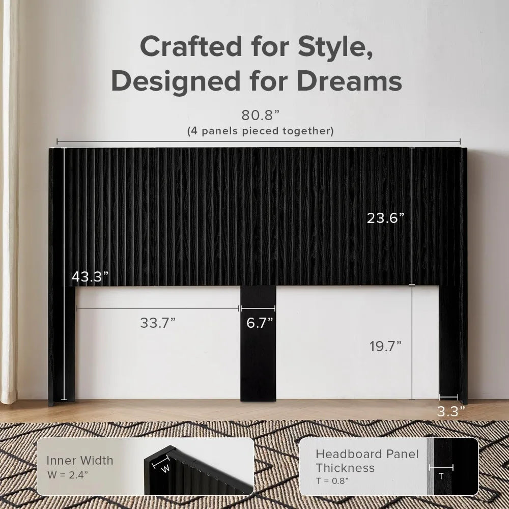 Modern Farmhouse Wall-Mounted Fluted Wood Headboard