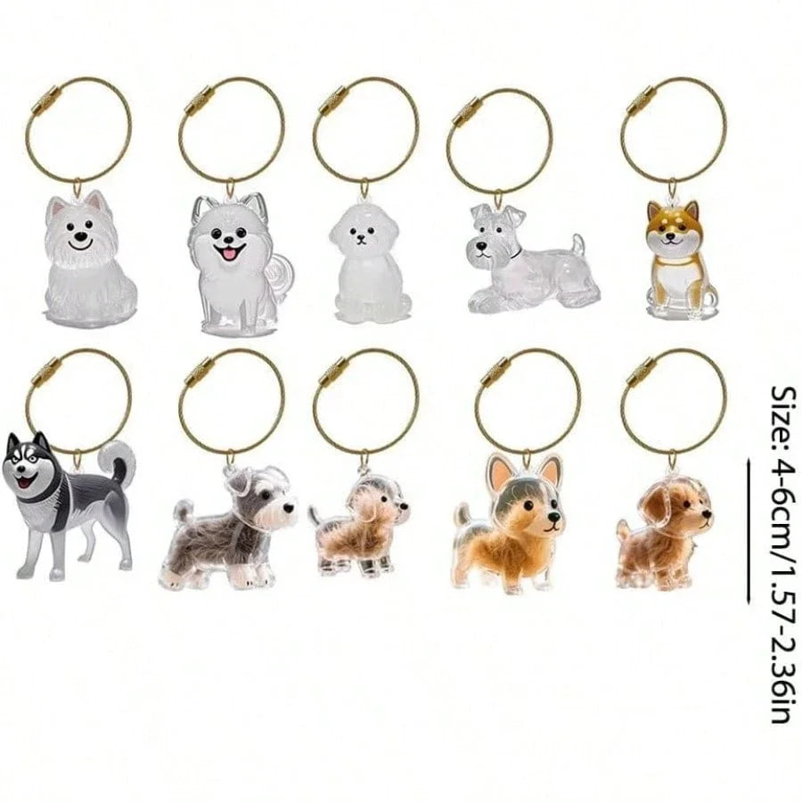 Creative Transparent Cute Dog Pendant Key Chain