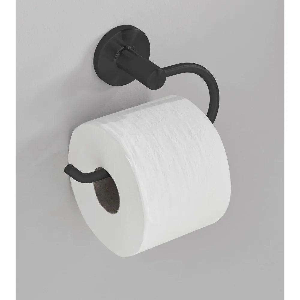 Modern Round Toilet Paper Holder Matte Black