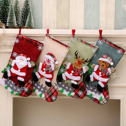 4Pcs Cute Christmas Stockings Set Large Capacity