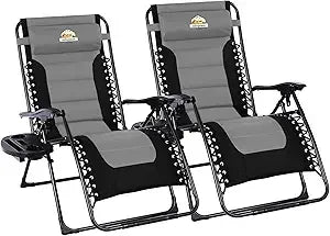 Set of 2 Foldable Patio Anti Gravity Reclining Chairs