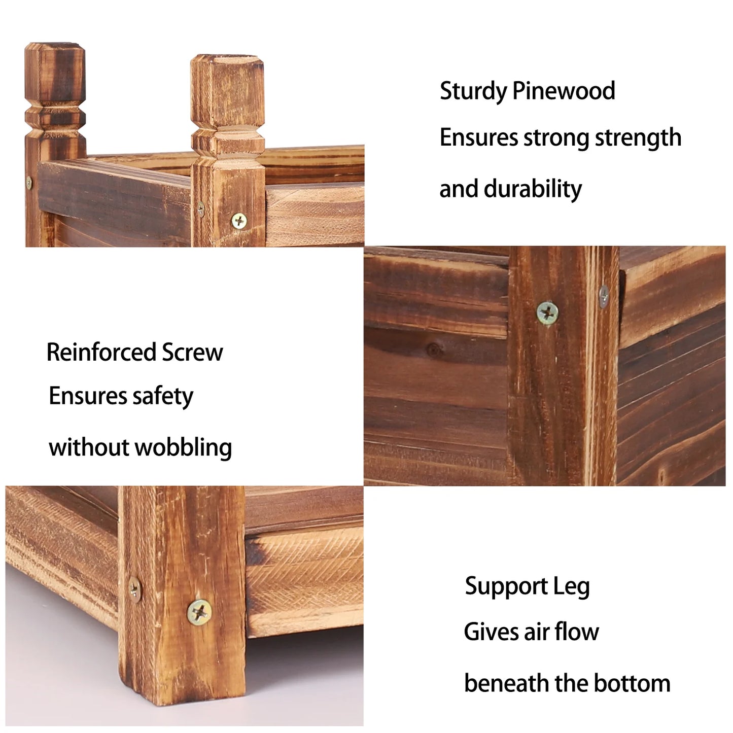 Wooden Raised Flower Bed Indoor Outdoor