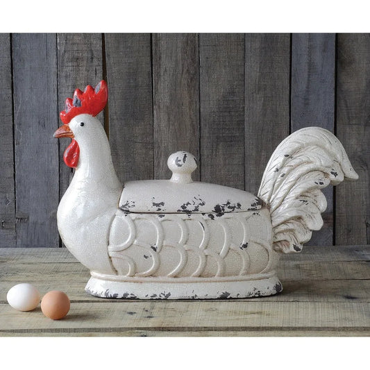 Creative Rooster Storage Container Stoneware with Lid
