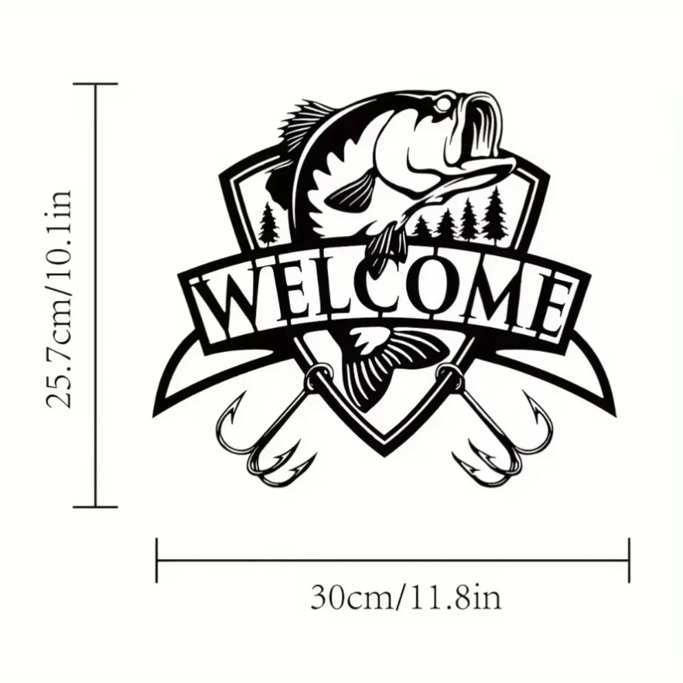 Welcome Bass Fishing Metal Sign Home Decor