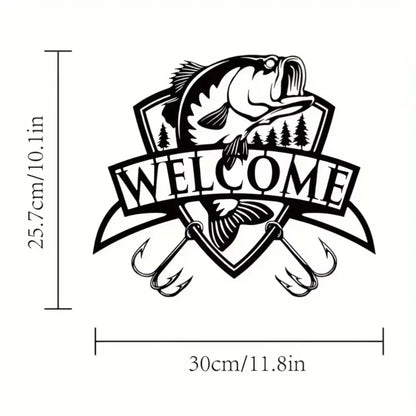 Welcome Bass Fishing Metal Sign Home Decor