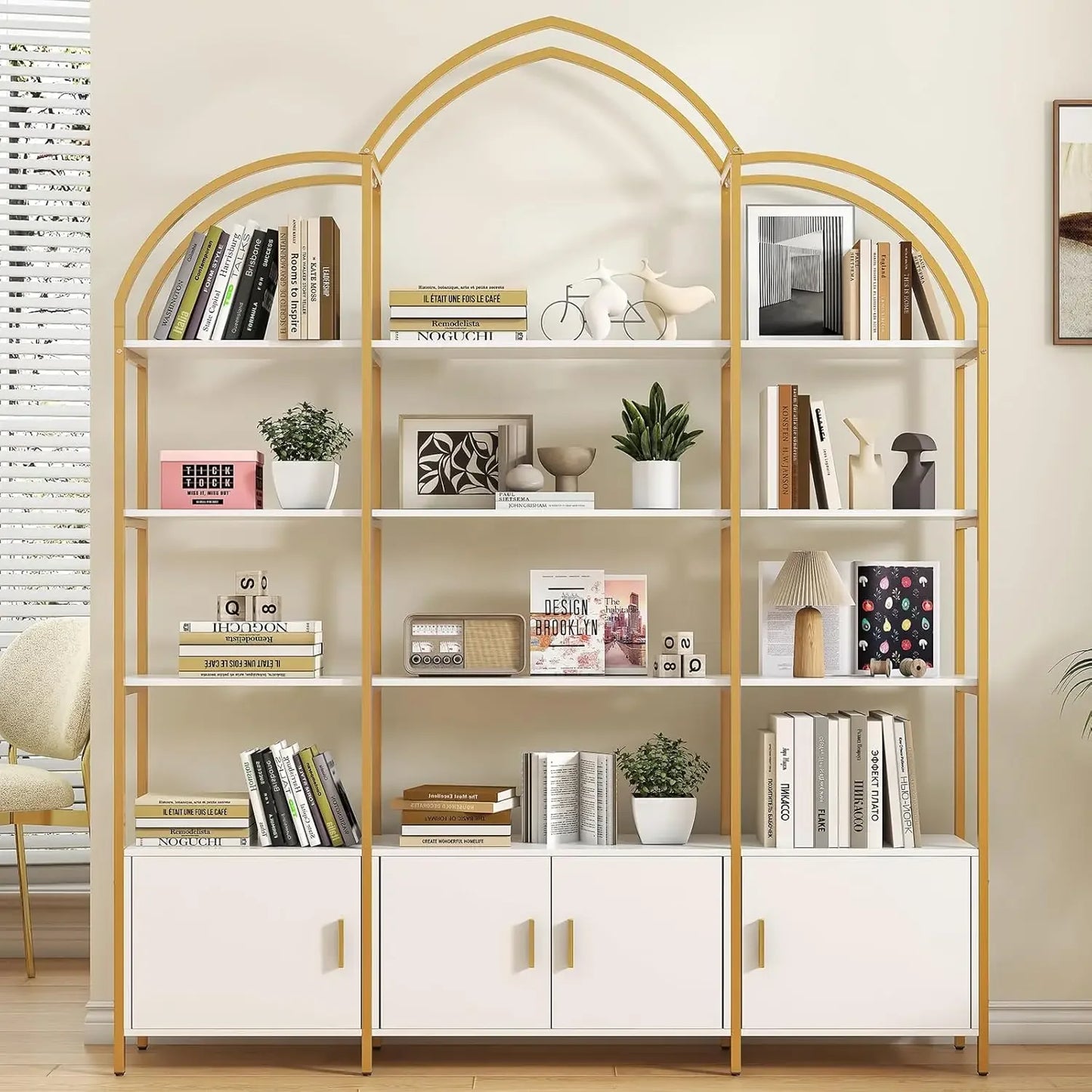 Arched Bookshelves and Bookcases with Display Shelf