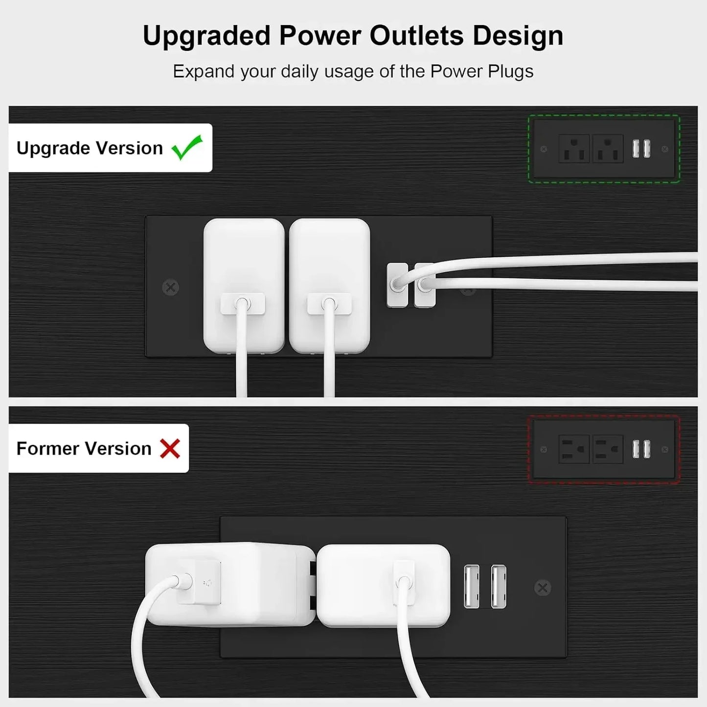 Console Table with Drawers, Outlets/USB Ports