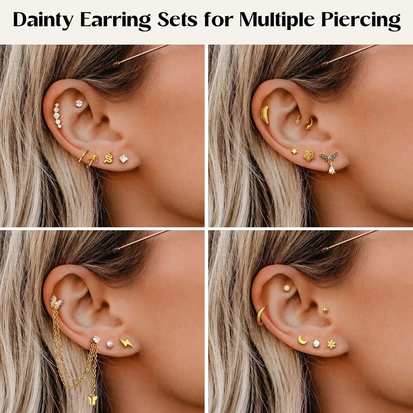 24Pcs Surgical Steel Flat Back Earrings