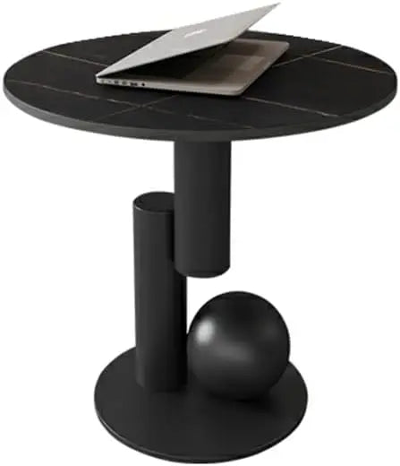 Modern Stone Coffee Table with Abstract Metal Base