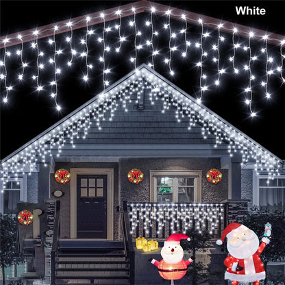 Christmas Decorations Lights Solar Icicle Curtain Lights