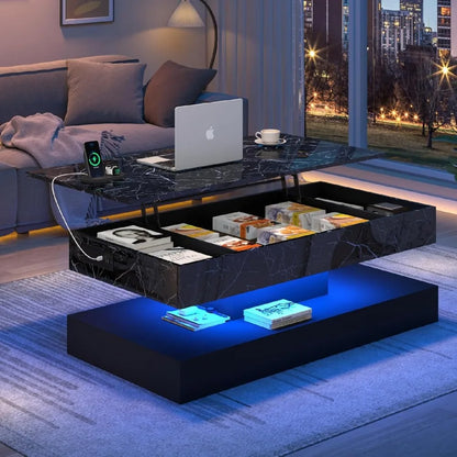 Large Lift Top Coffee Table Charging Station