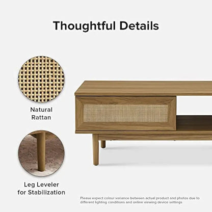 Modern Retro Boho Natural Rattan Coffee Table