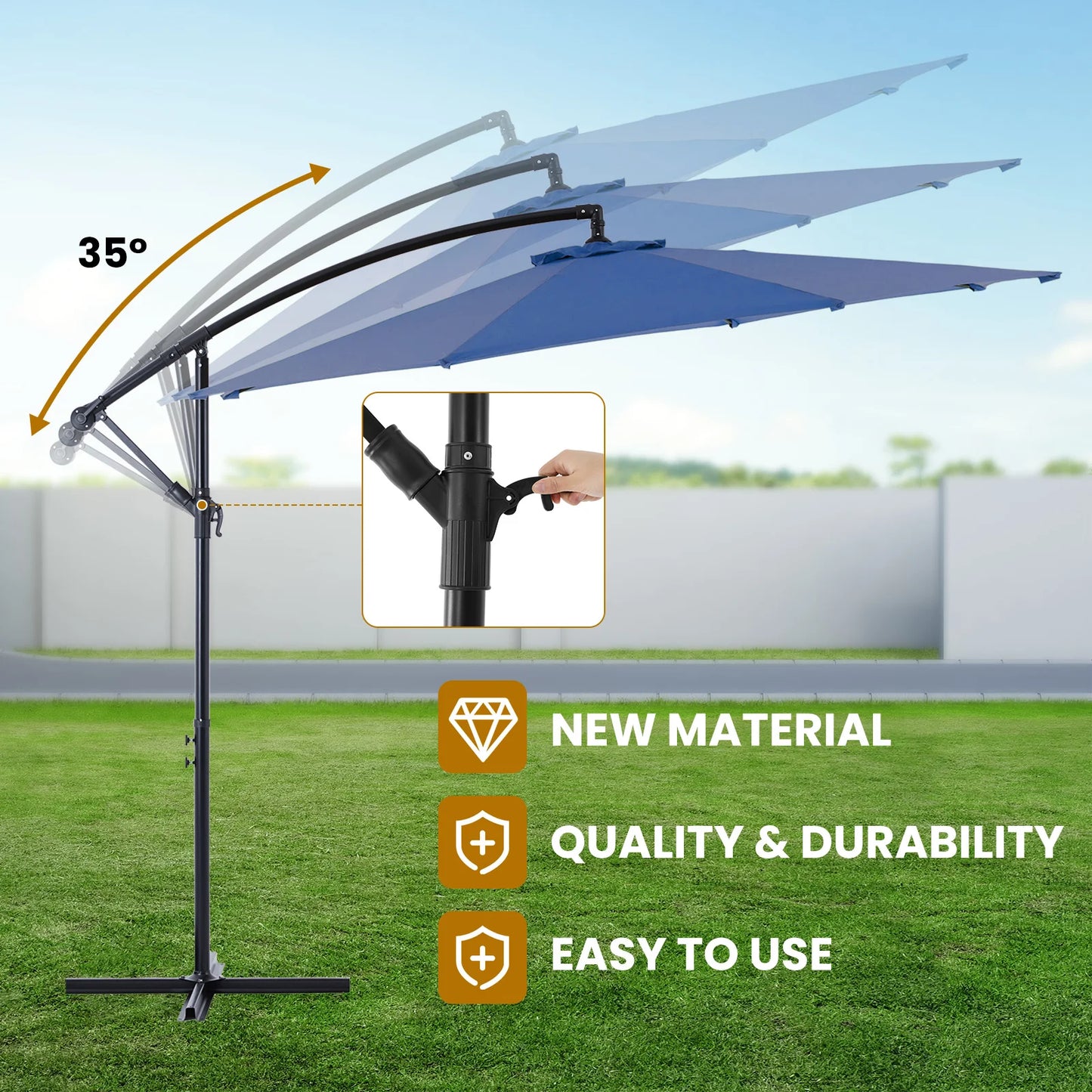 10FT Outdoor Patio Umbrella Hanging Cantilever