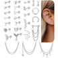 24Pcs Surgical Steel Flat Back Earrings