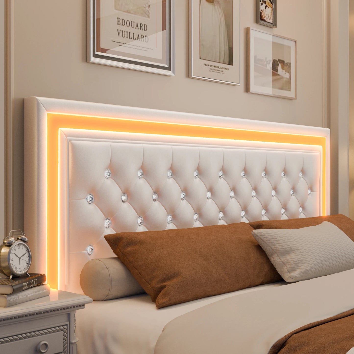 Queen LED Platform Bed Frame with Storage