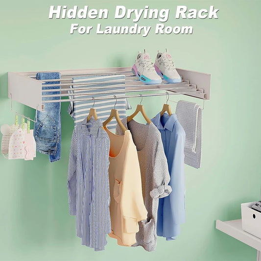 Wall Mounted Clothes Drying Rack Indoor, Retractable