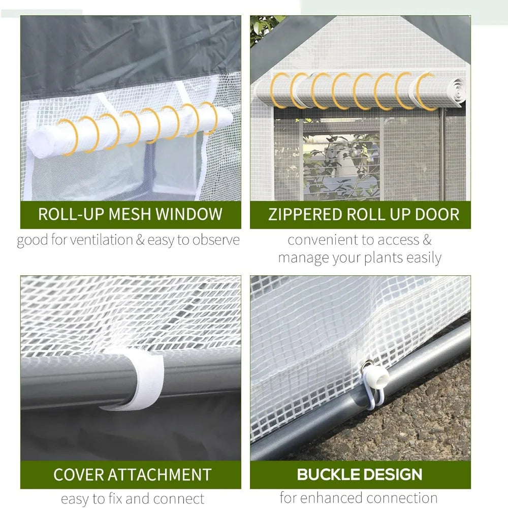 Walk-in tunnel greenhouse with cover, steel frame
