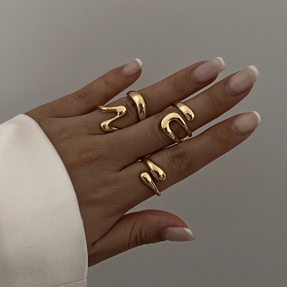 Punk Geometric Metal Irregular Rings for Wome/ Men