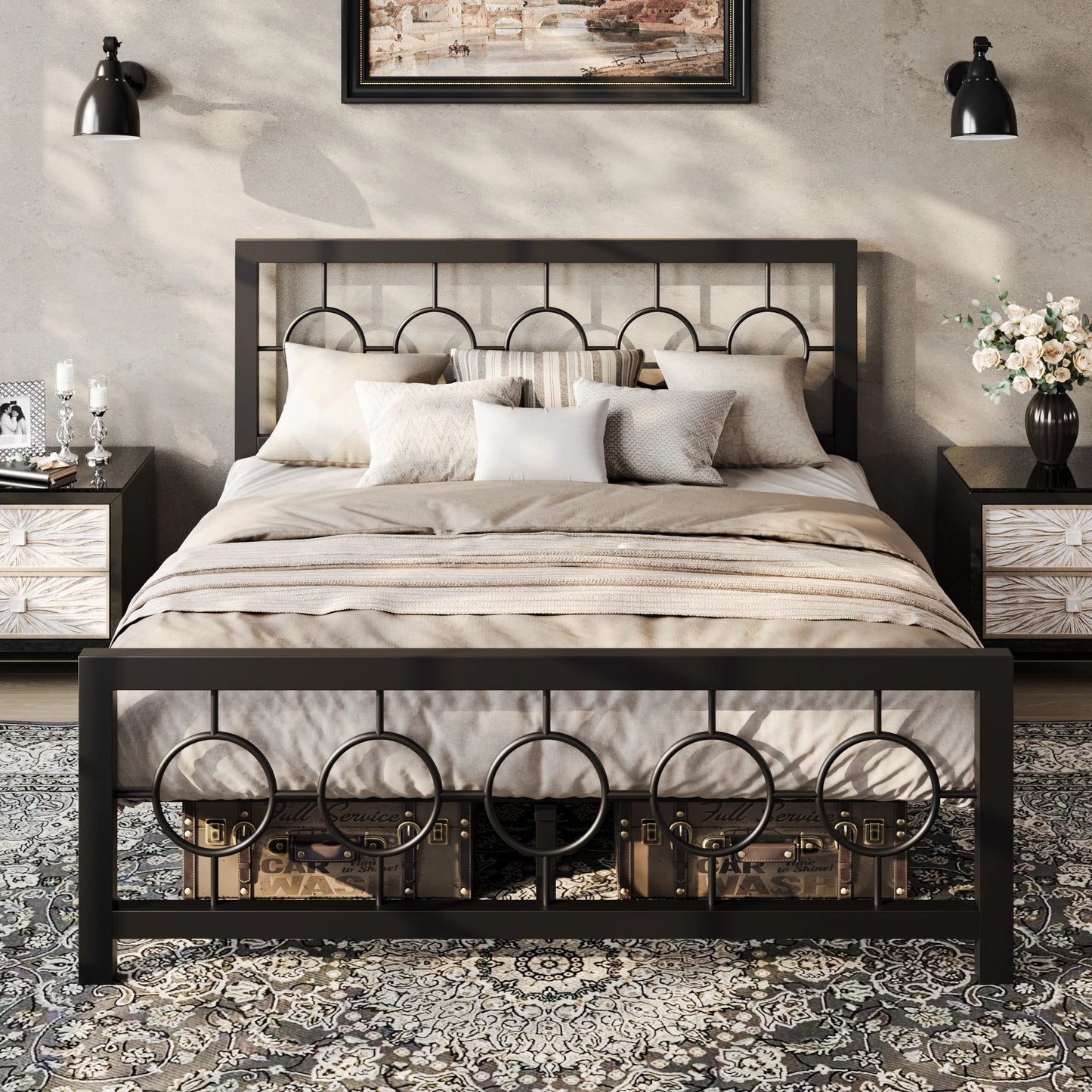 Metal Platform Bed Frame, Circular Design