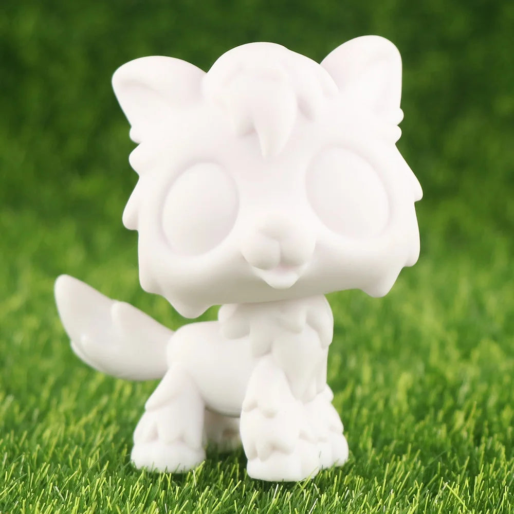 White Lovely Shorthair Cat, Collie and Husky Figurines