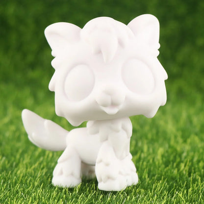 White Lovely Shorthair Cat, Collie and Husky Figurines