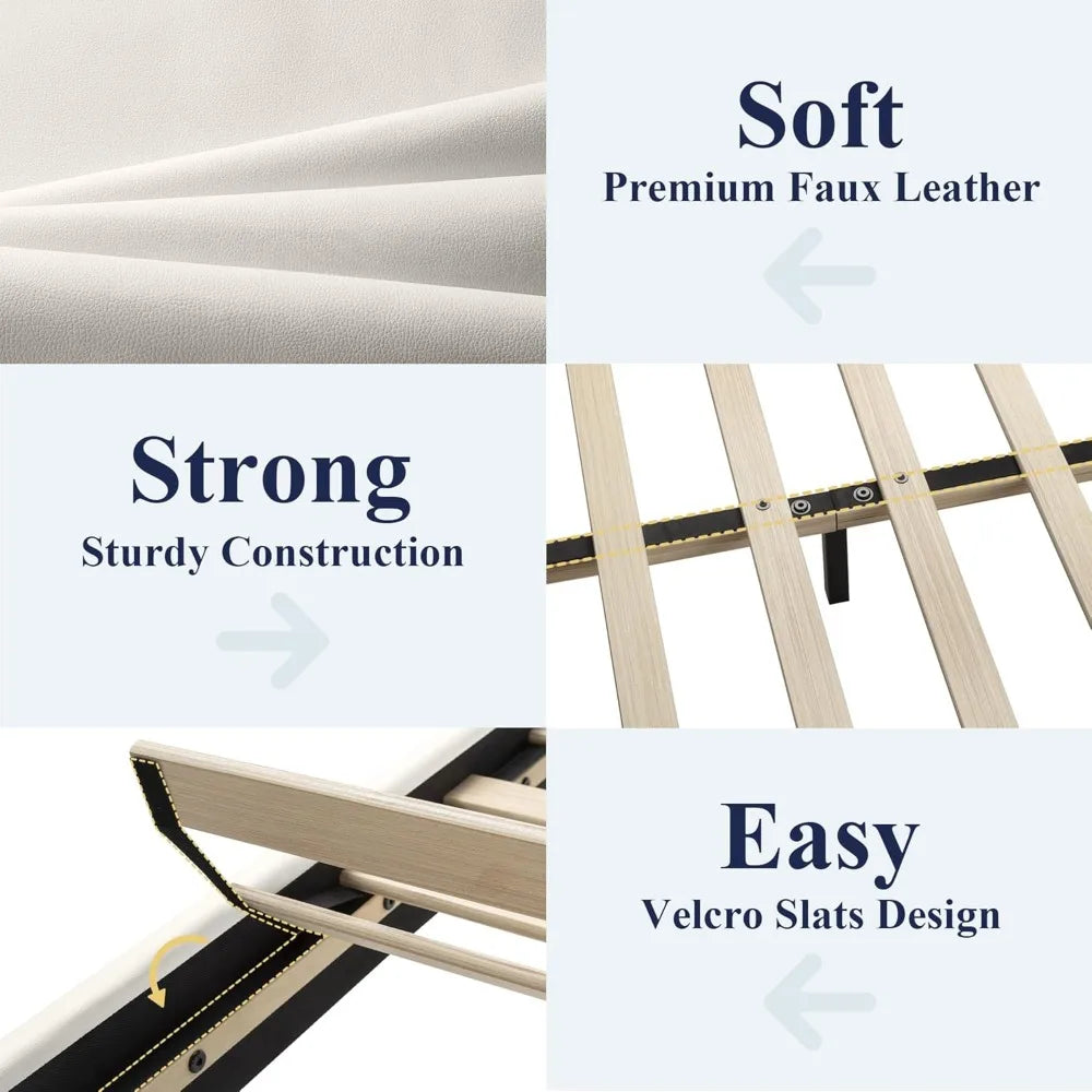 Full Size Bed Frame with Adjustable Headboard