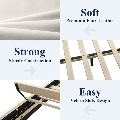 Full Size Bed Frame with Adjustable Headboard