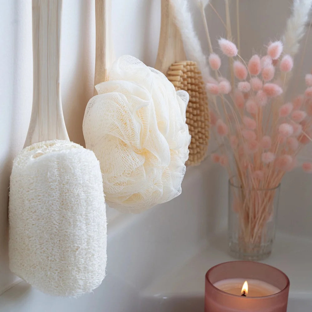 Natural Loofah Bath Brush Long Handle Exfoliating