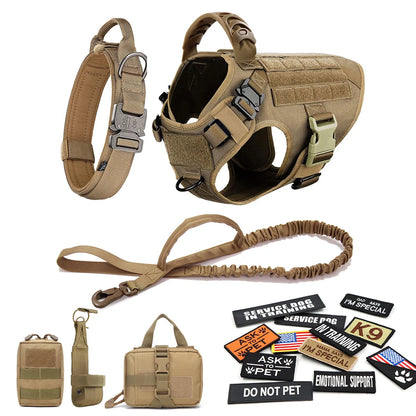 Military Large Dog Harness Collar Leash