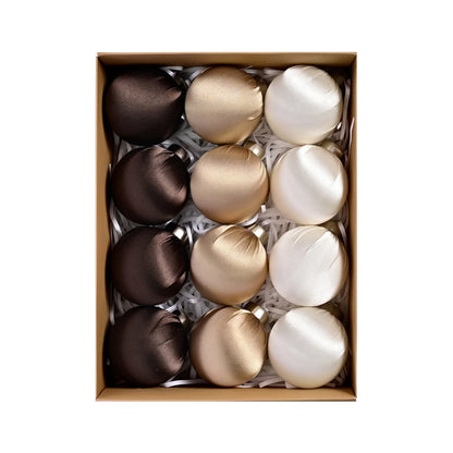 12PC Glossy Satin Christmas Hanging Ball Ornaments