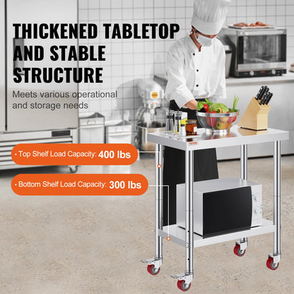 Stainless Steel Kitchen Worktable shelves with Wheels
