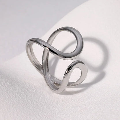 Stainless Steel Irregular Wave Rings, Adjustable Opening