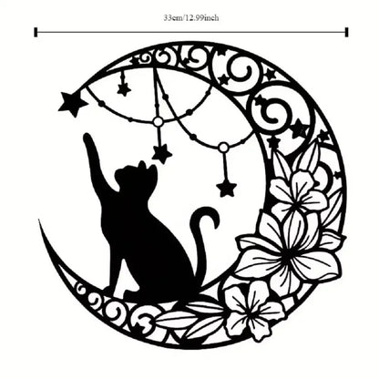 Metal Black Cat Wall Pendant Versatile Decor