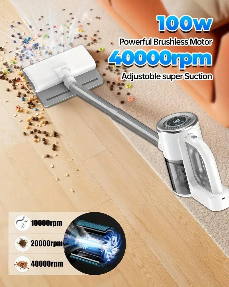 2-in-1 Cordless Vacuum 3-Speed, Long Runtime