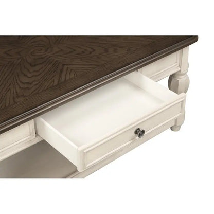 Antique White and Brown Side Table