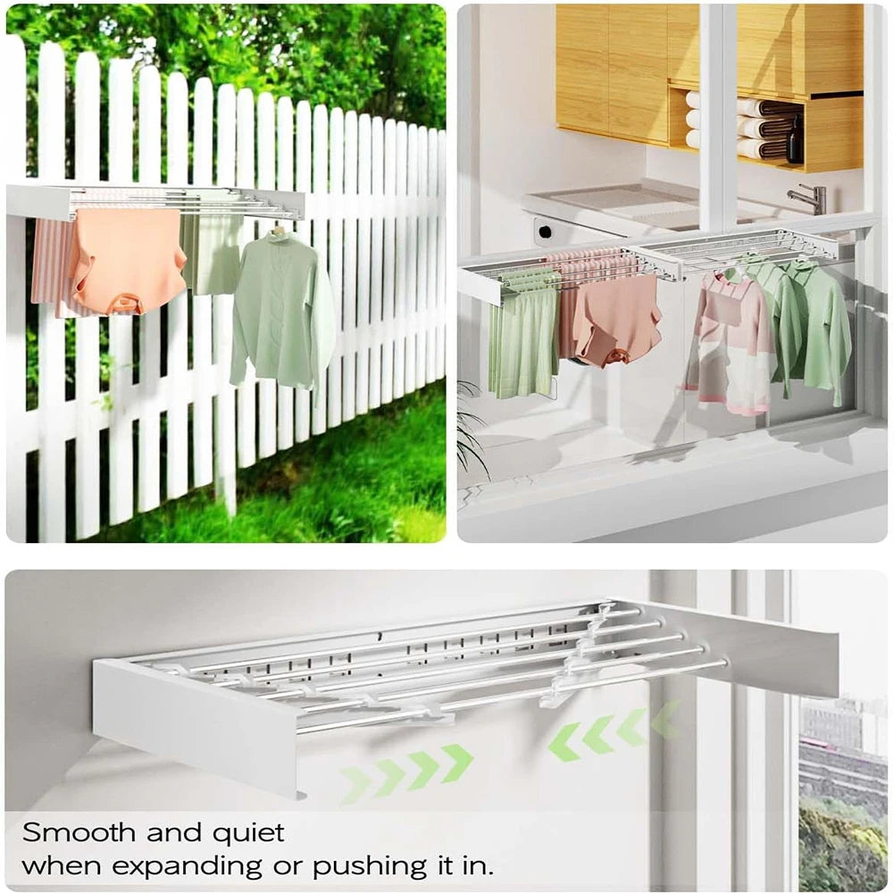 Wall Mounted Clothes Drying Rack Indoor, Retractable
