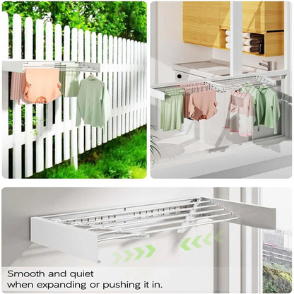 Wall Mounted Clothes Drying Rack Indoor, Retractable
