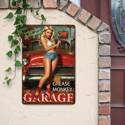 Retro Decor Monkey Goddess Distressed Tin Sign