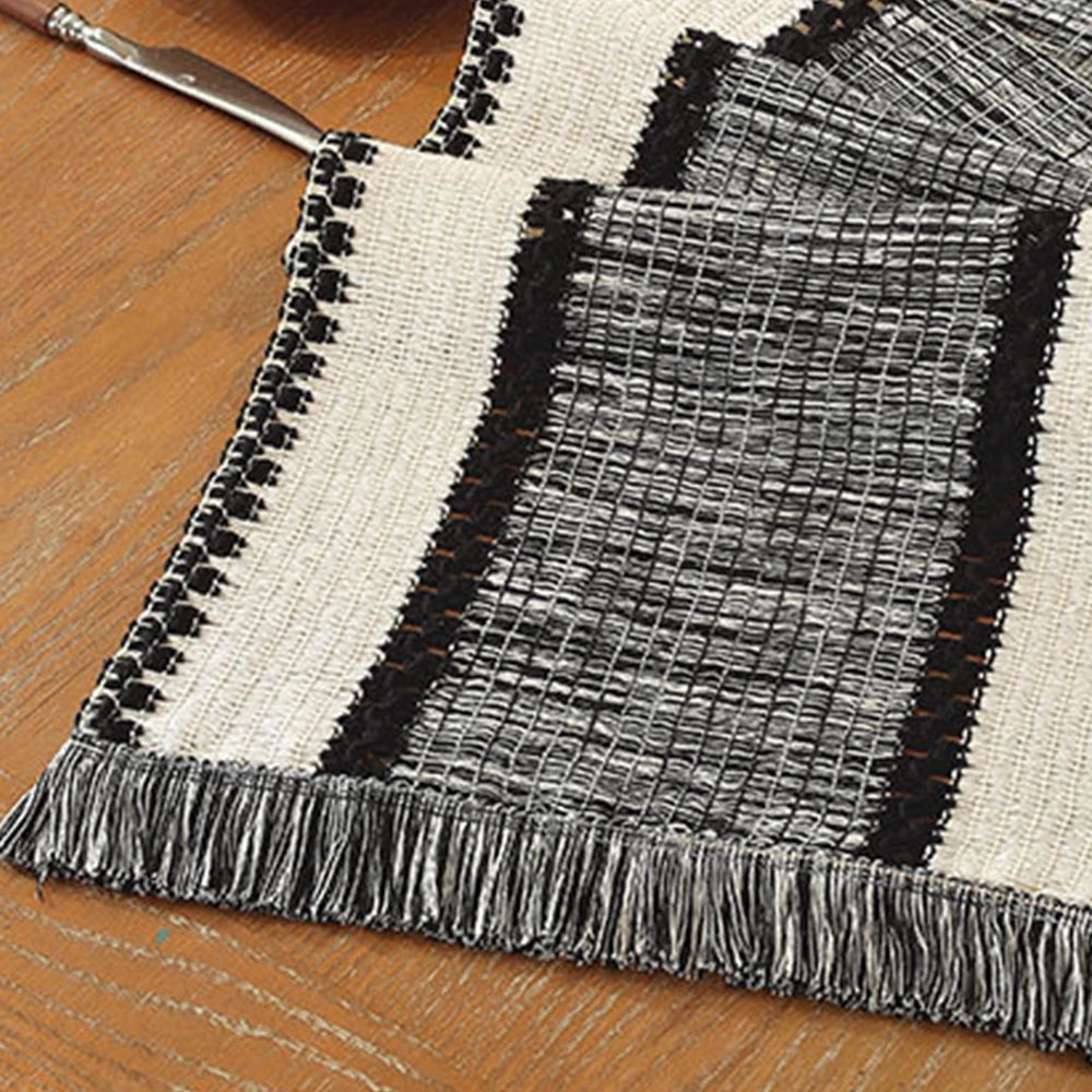 Macrame Style Bicolor Stitching Table Runner