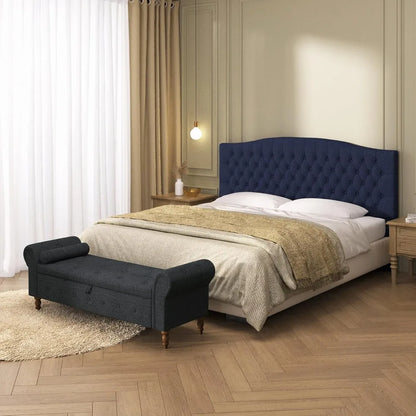 King Modern Wall-Mounted Linen Headboard, Padded