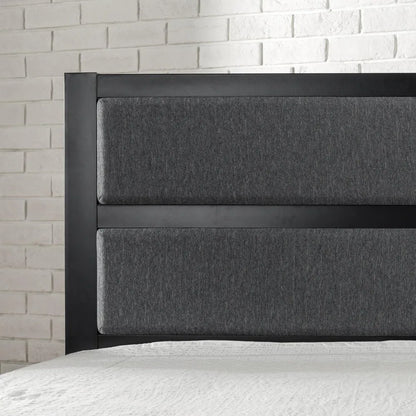 Queen Grey Upholstered Metal Headboard