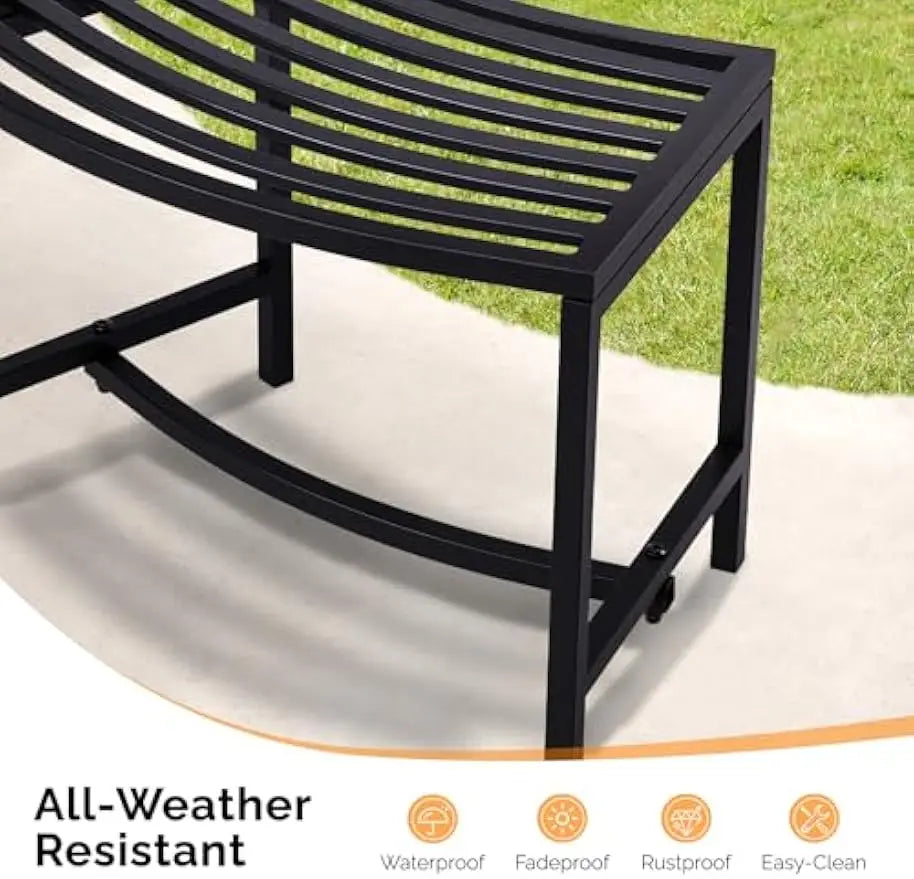 Weatherproof Outdoor Metal Curved Bench Set Bench