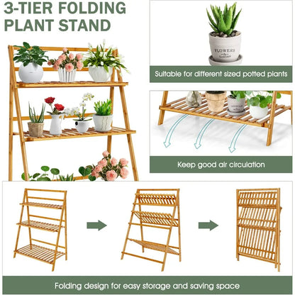 Plant Stand Foldable Multifunctional Flower Display Rack